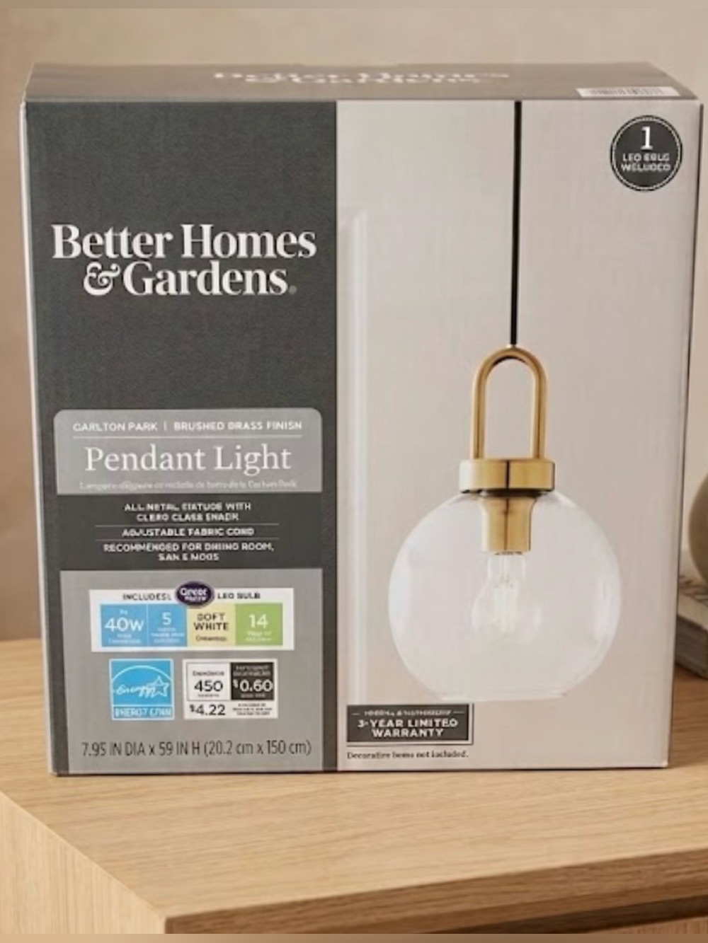 🆕 Better Homes & Gardens 59” Golden Pendant Ceiling Light Brass